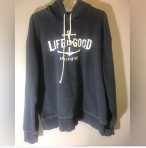 Life Is Good Men's Anchor Graphic Hoodie - Dark Blue